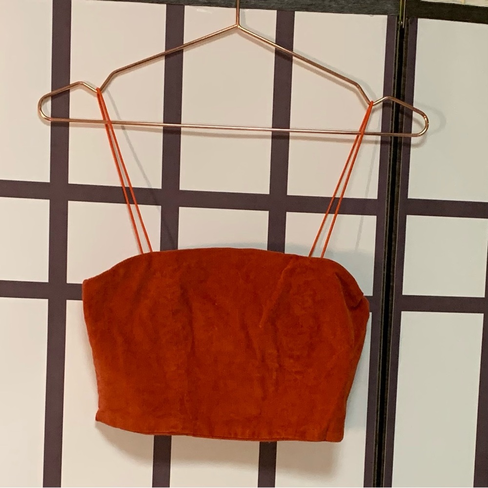 corduroy burnt orange/rust square crop top, size small